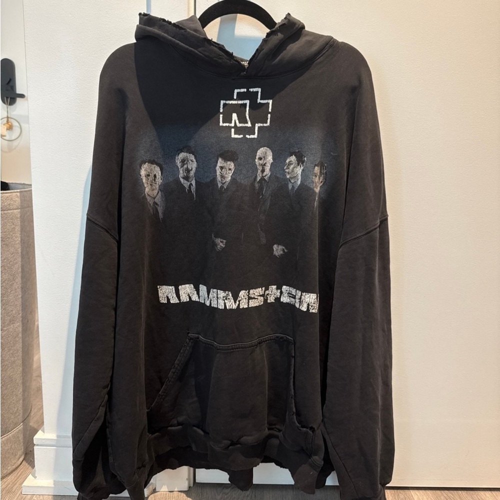 Balenciaga Black Graphic Hooded Shirt Jacket